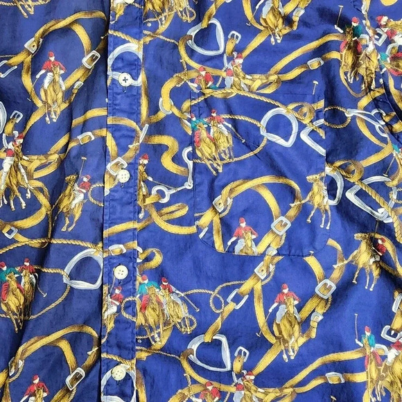 Gitman Bros Button Down Print Horse Polo Equestrian Brothers Size Medium Rare - Picture 6 of 6